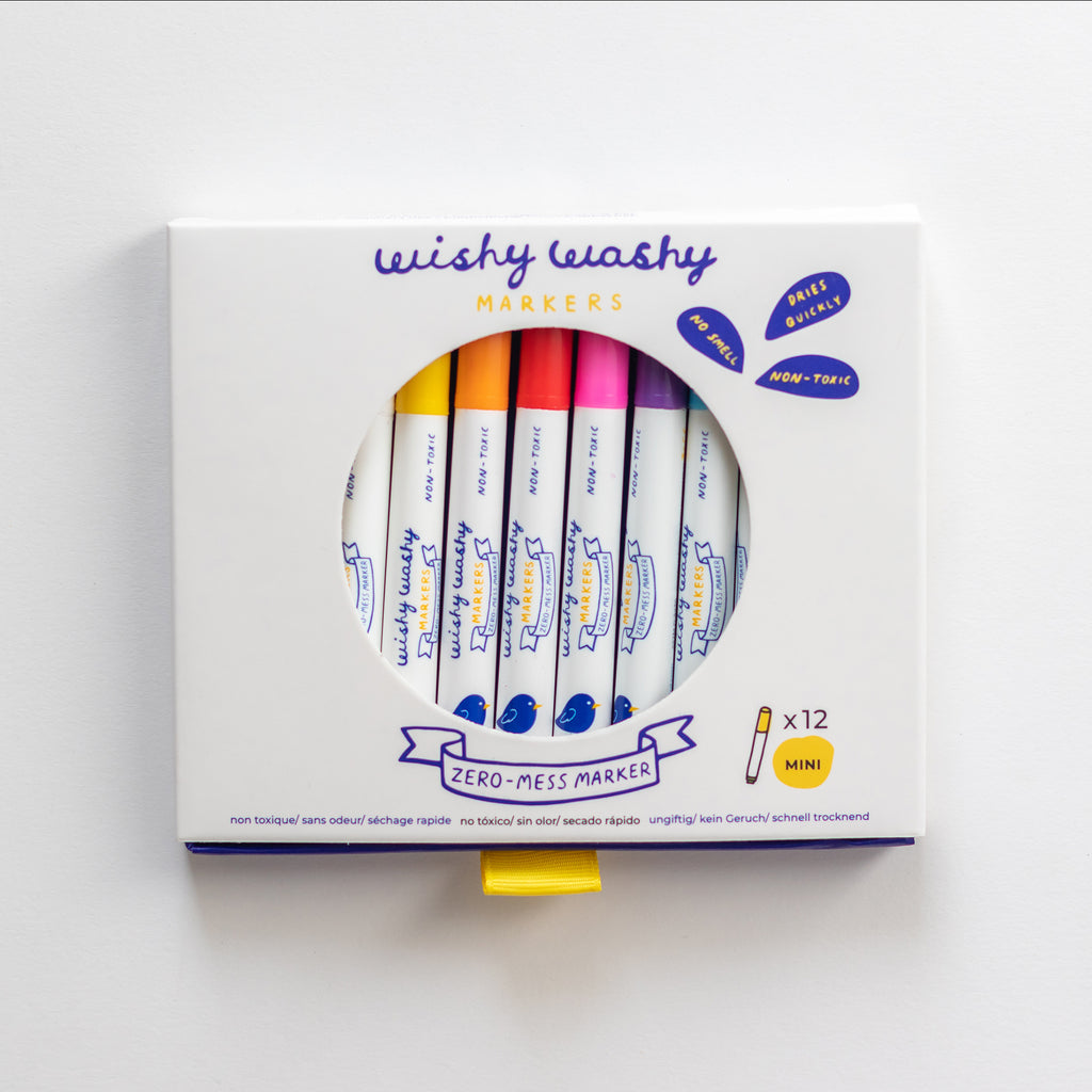 Jaq Jaq Bird Mini Wishy-Washy Markers - 12 pack